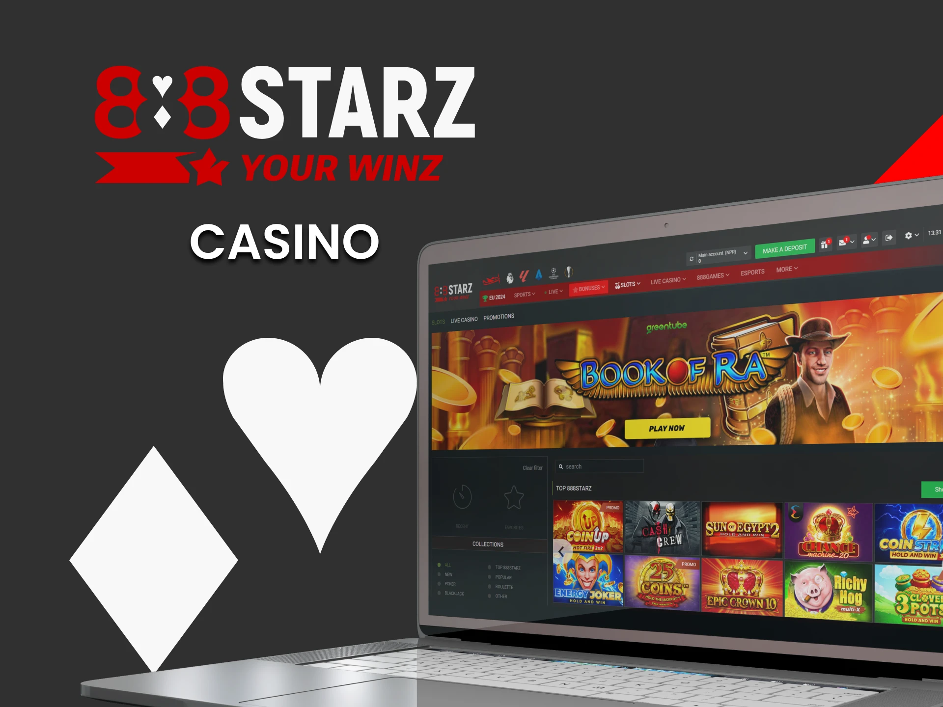 Visit the casino section of the 888starz website.