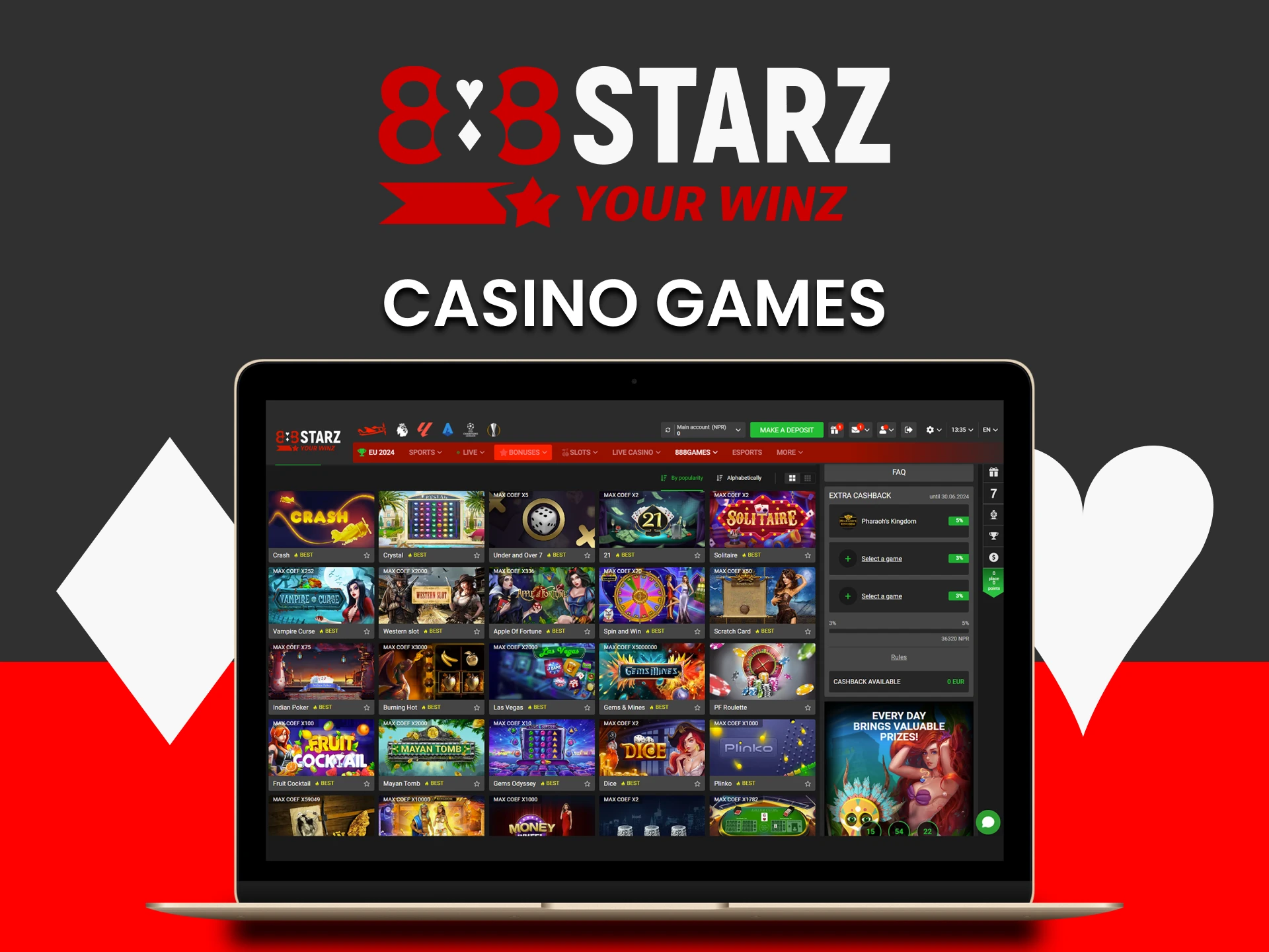 888starz has many casino games.