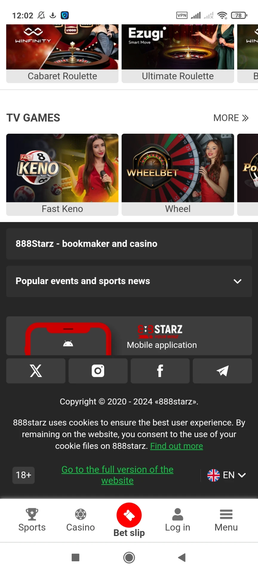 Start downloading the 888starz app for Android.