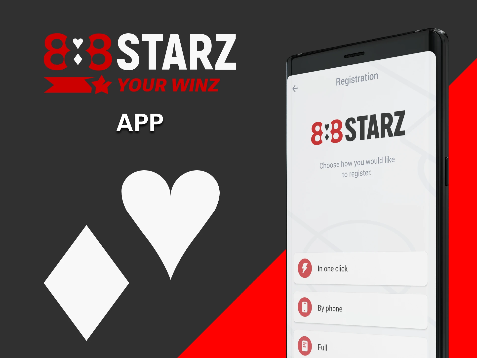 You can register in the 888starz application.