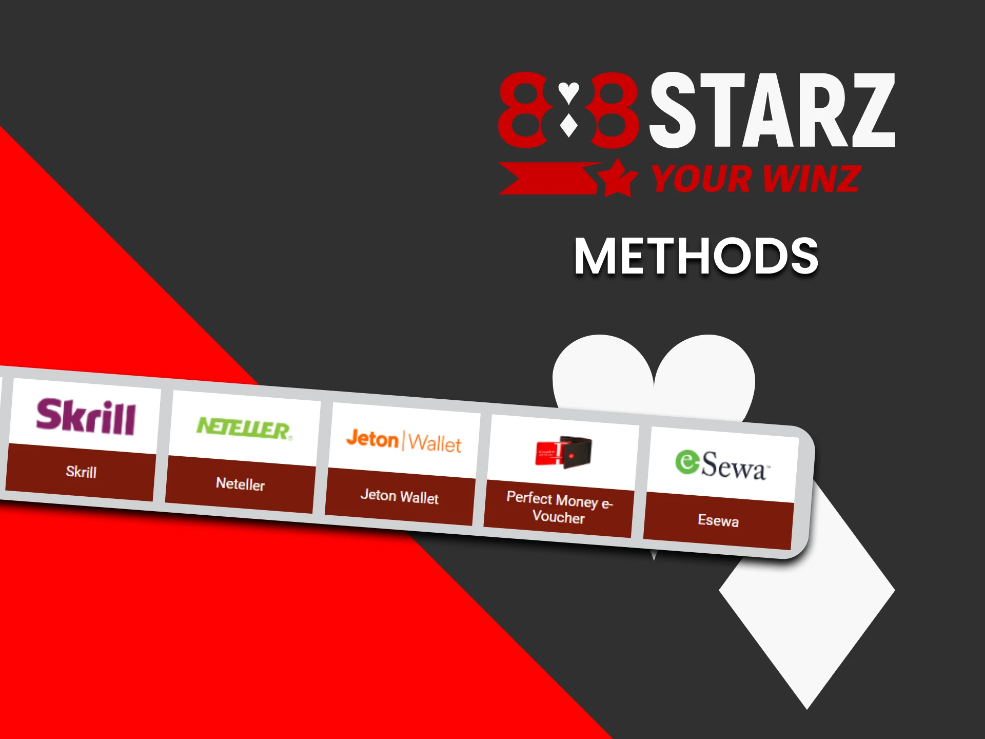 Select a withdrawal method on the 888starz website.