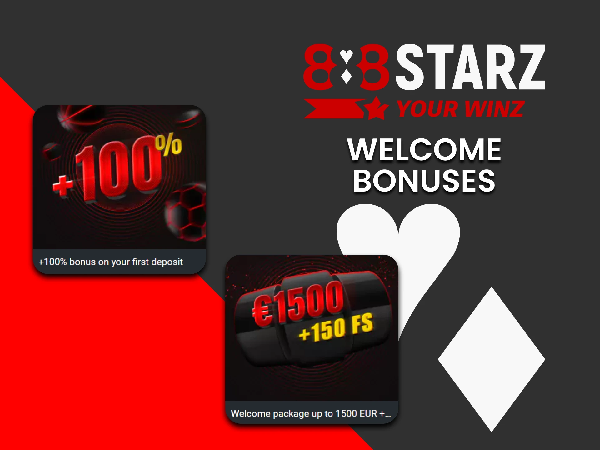 Register at 888starz and receive welcome bonuses.