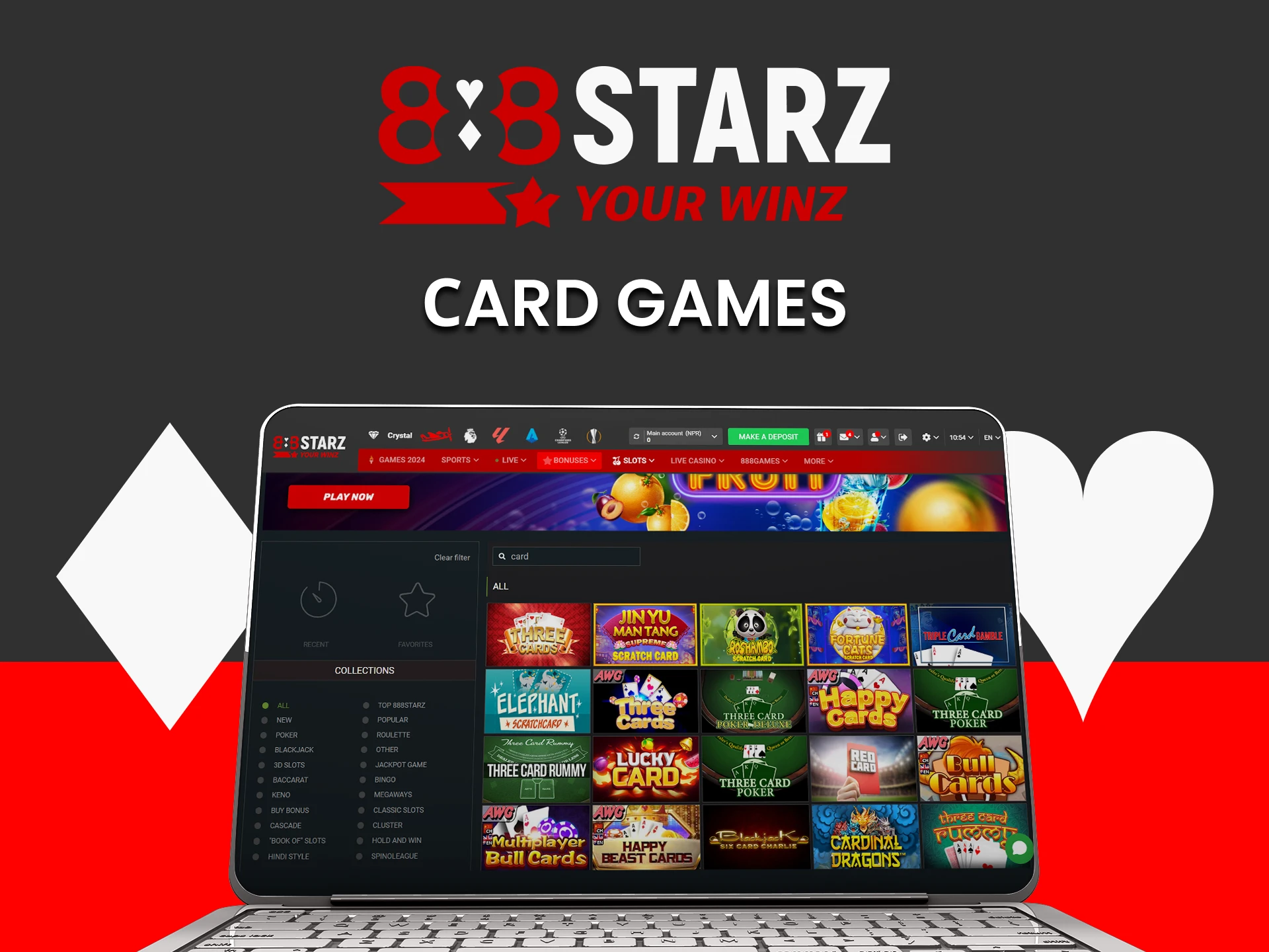 Play cards with 888starz.