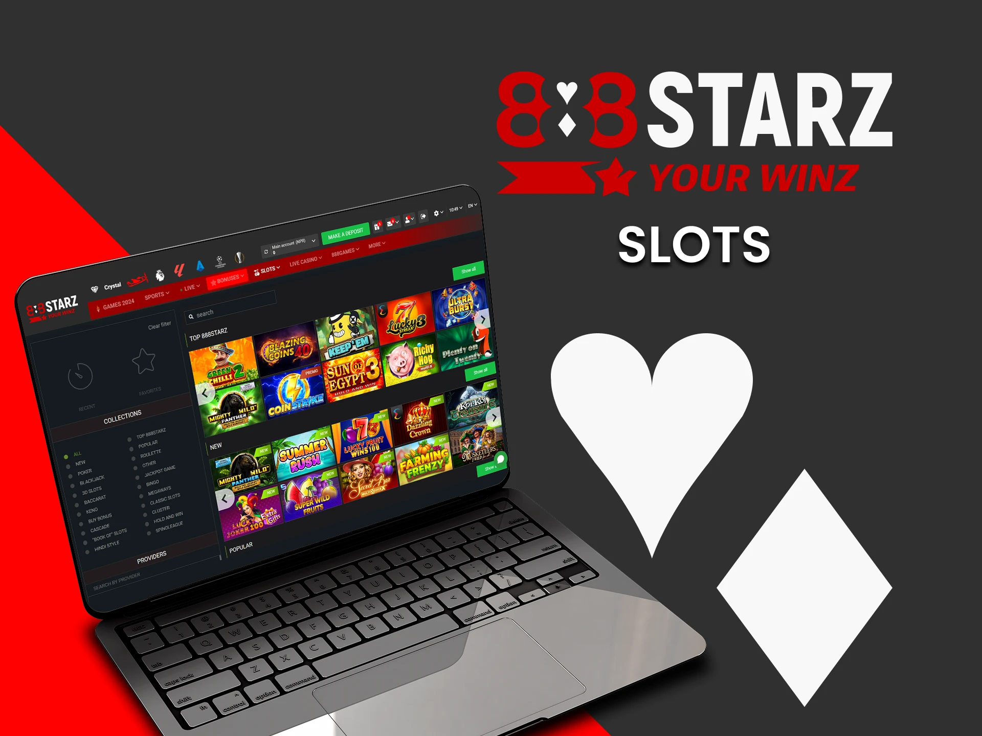 888starz has a slots section.