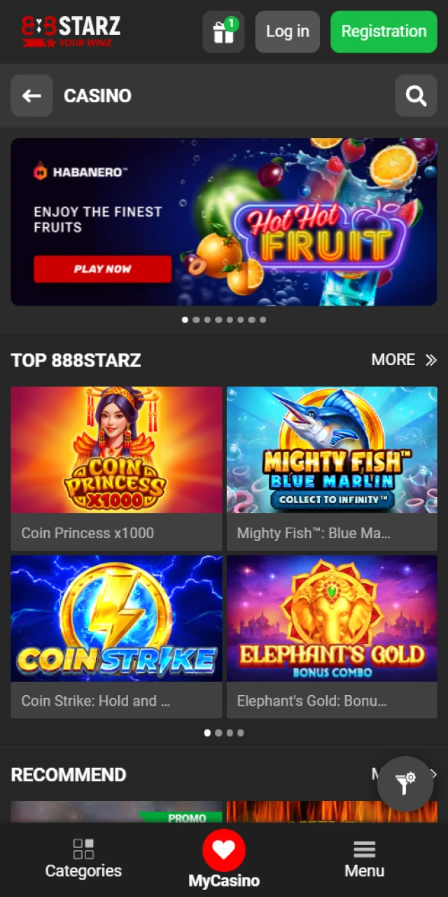 Profitable games at 888Starz casino.