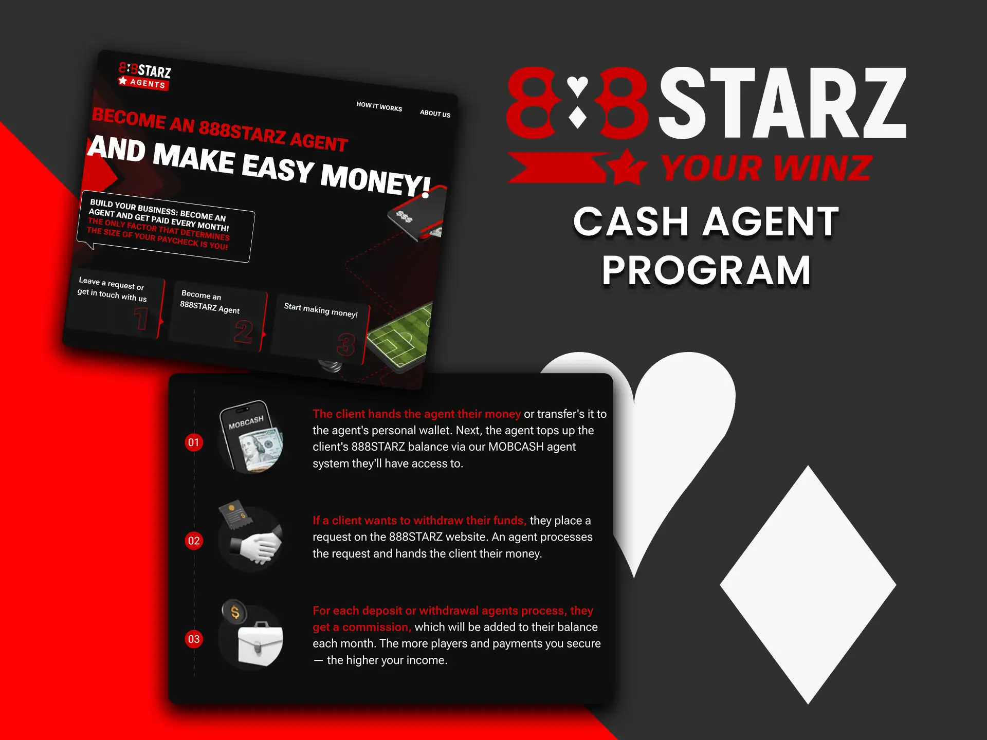 Join the 888Starz cash agent program and start earning today.
