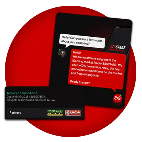 Partner with 888Starz a licensed and fully legal platform.