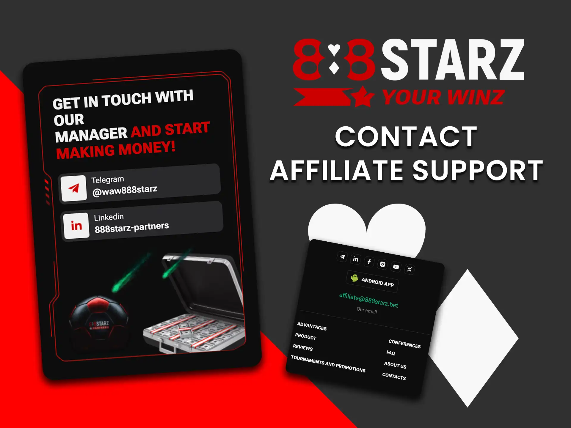 Contact 888Starz affiliate support for quick and professional assistance.