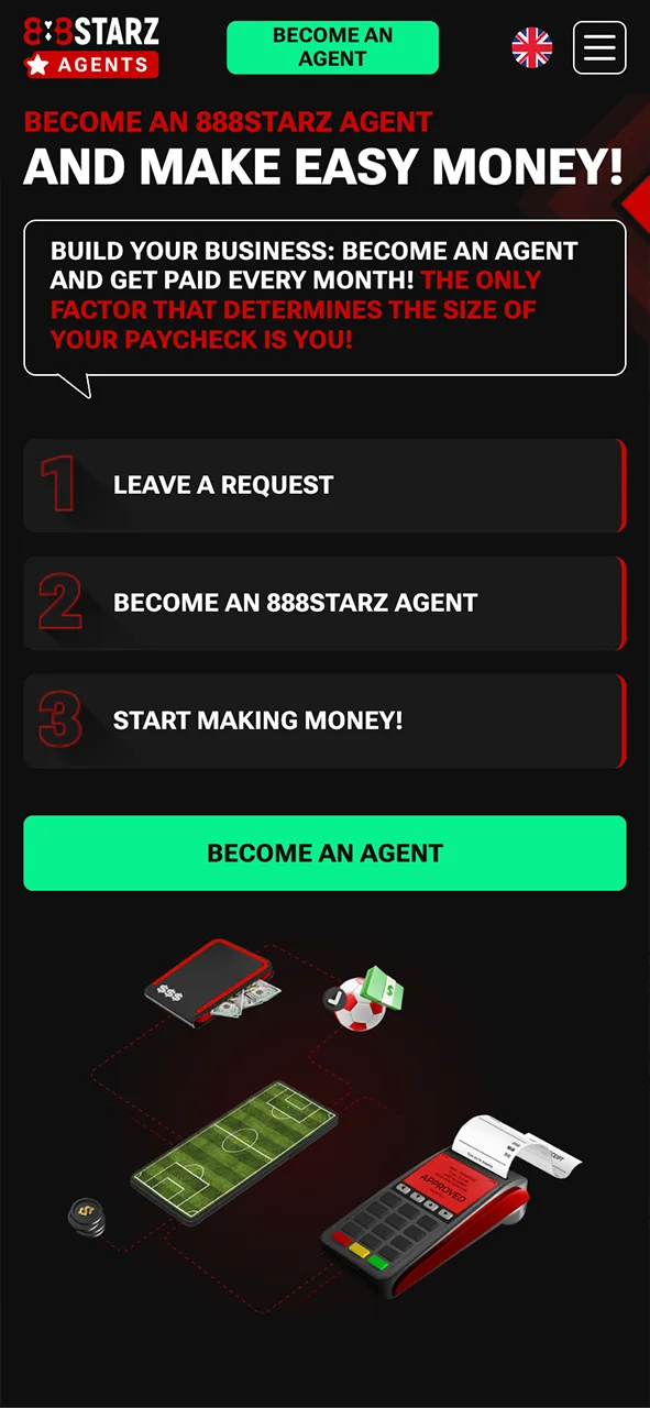 Visit the official 888Starz agent page to begin.