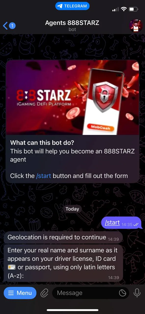 Wait for approval to join the 888Starz agent system.