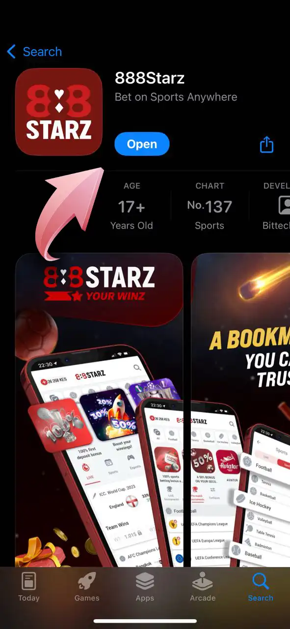 Wait for the installation and get ready to play on 888Starz.