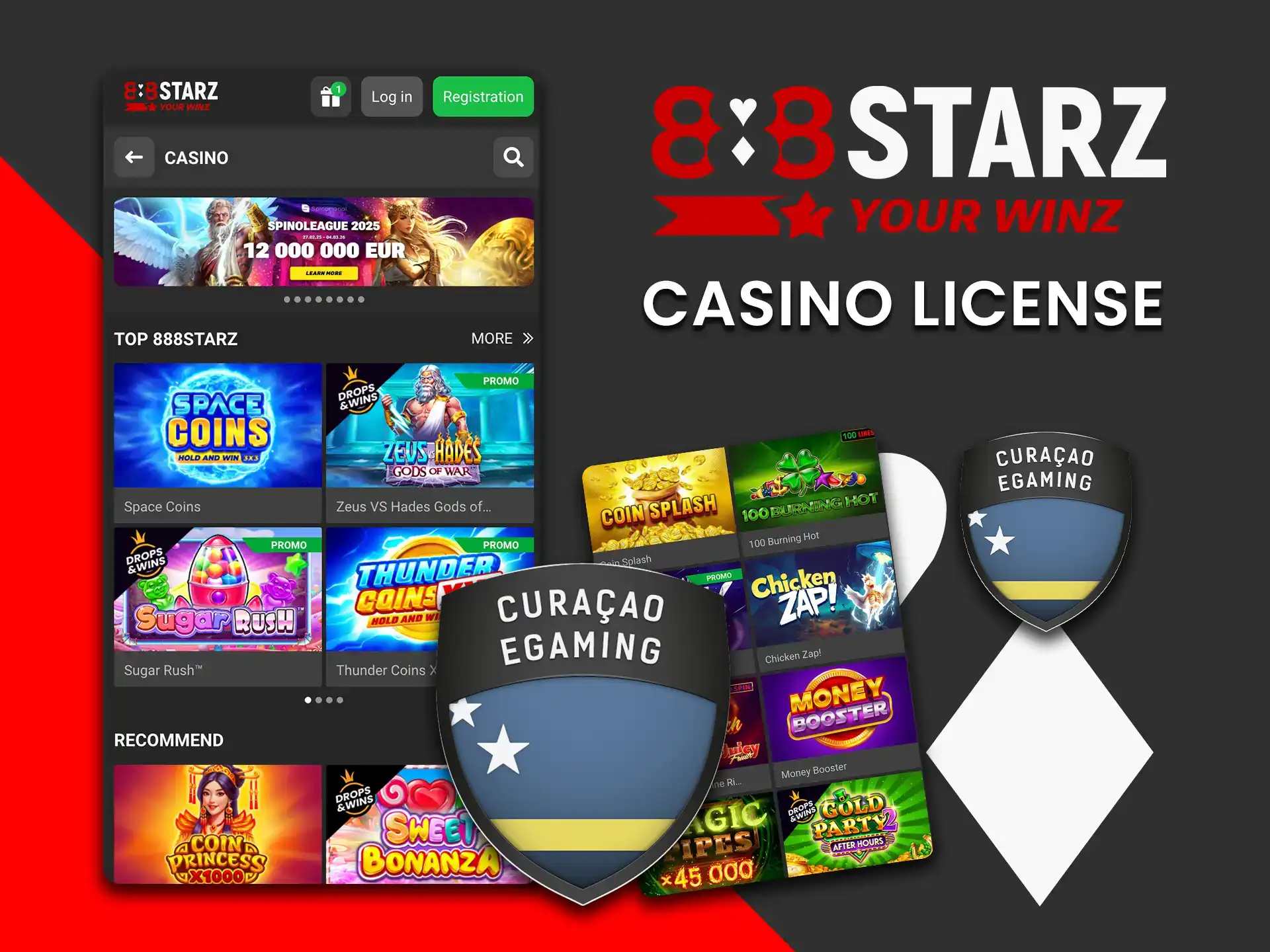 Play legally and safely with the official 888Starz casino license.