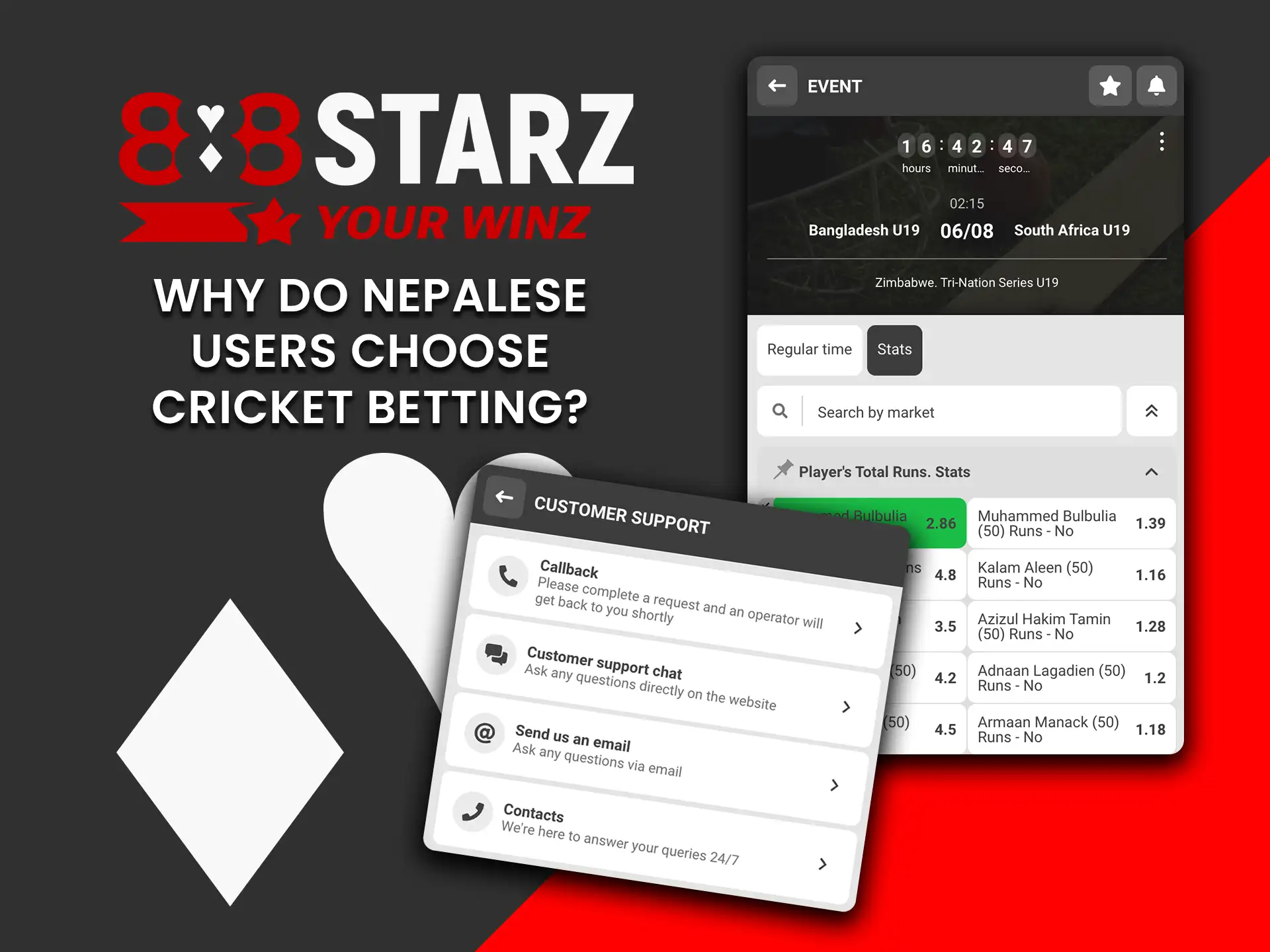 Join thousands of Nepalese users enjoying big wins with 888Starz cricket betting.