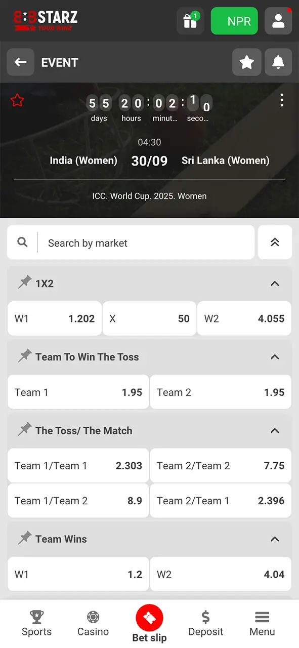 Choose your favorite match and place your winning prediction at 888Starz.