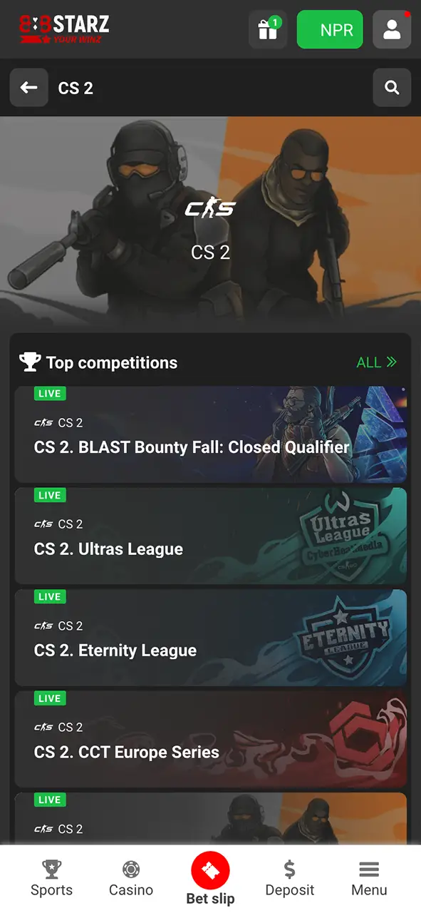 Choose your game and match to place your winning esports bet at 888Starz.