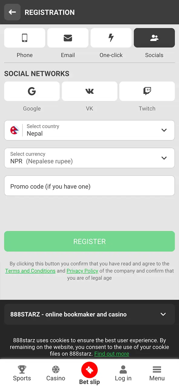 Sign up at 888Starz and start betting on football.