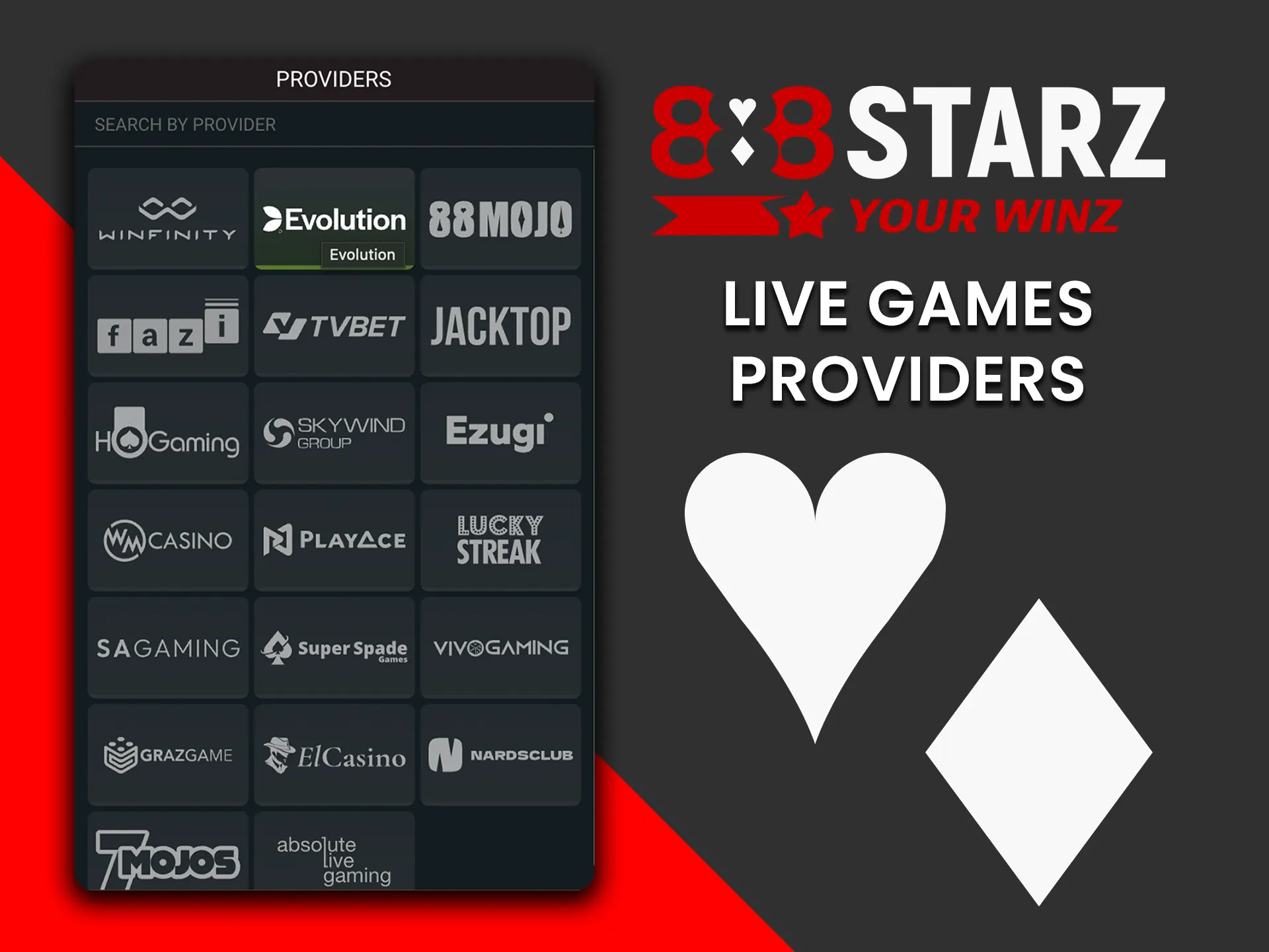 Meet top live game providers at 888Starz.