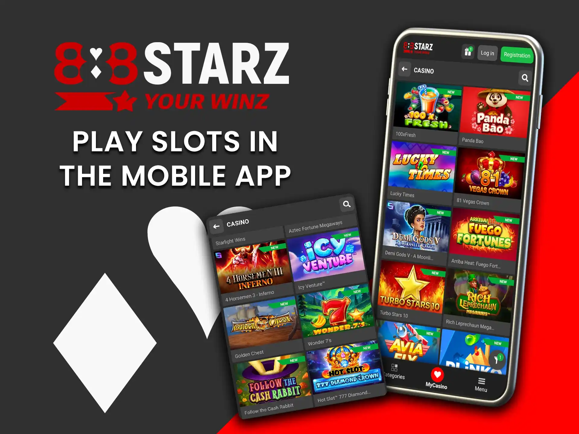 Play slots anytime with the 888Starz mobile app.