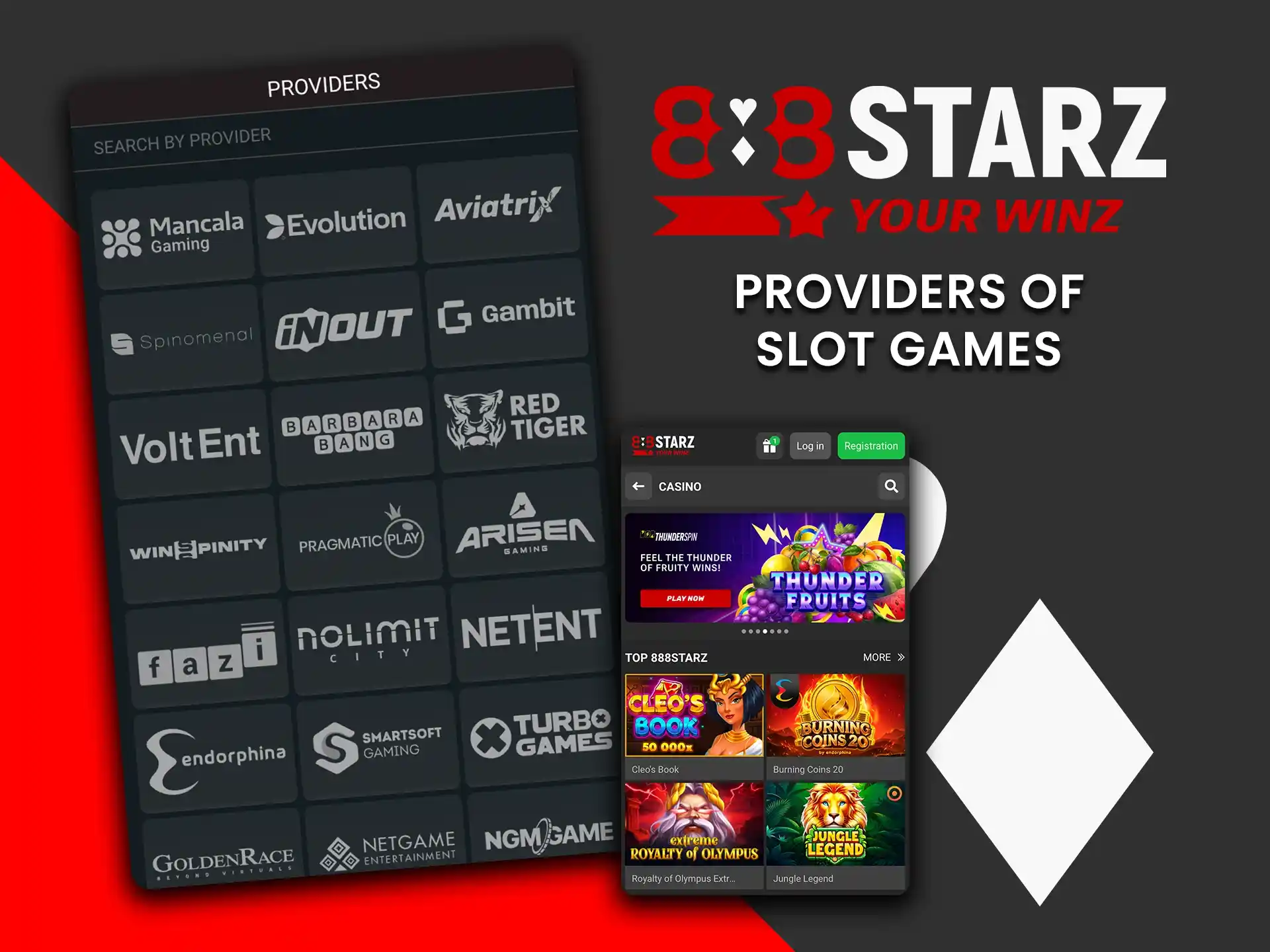 Meet top providers of slot games on 888Starz.